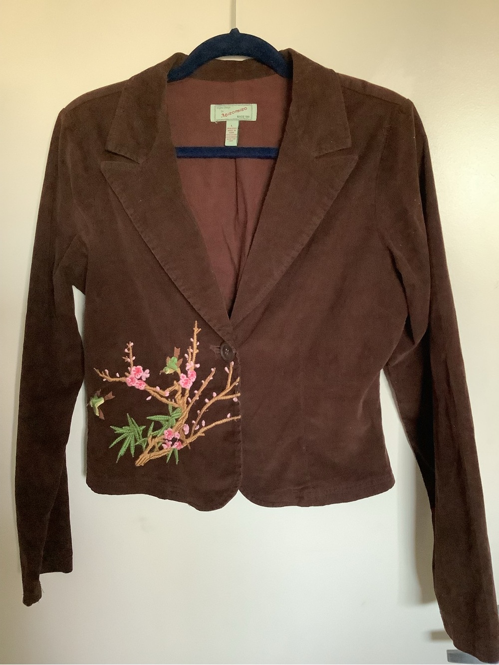 MISOMISO RETRO Y2K EMBROIDERED CORDUROY JACKET BLAZER COTTON BLEND SIZE LARGE